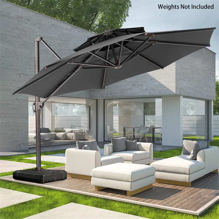 12ft Çift Üst Konsol Ofset Veranda Şemsiyesi