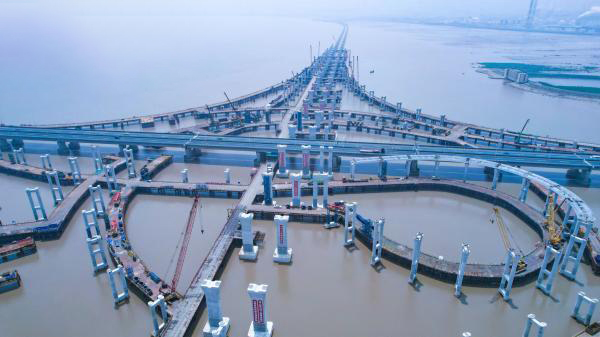 Hangyong çok hatlı ningbo faz I projesinin binhai kavşağının son kazık temeli tamamlandı