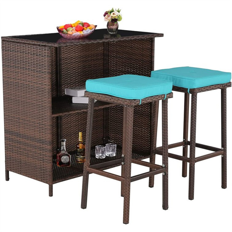 3 Parça Veranda Rattan Hasır Bar Takımı