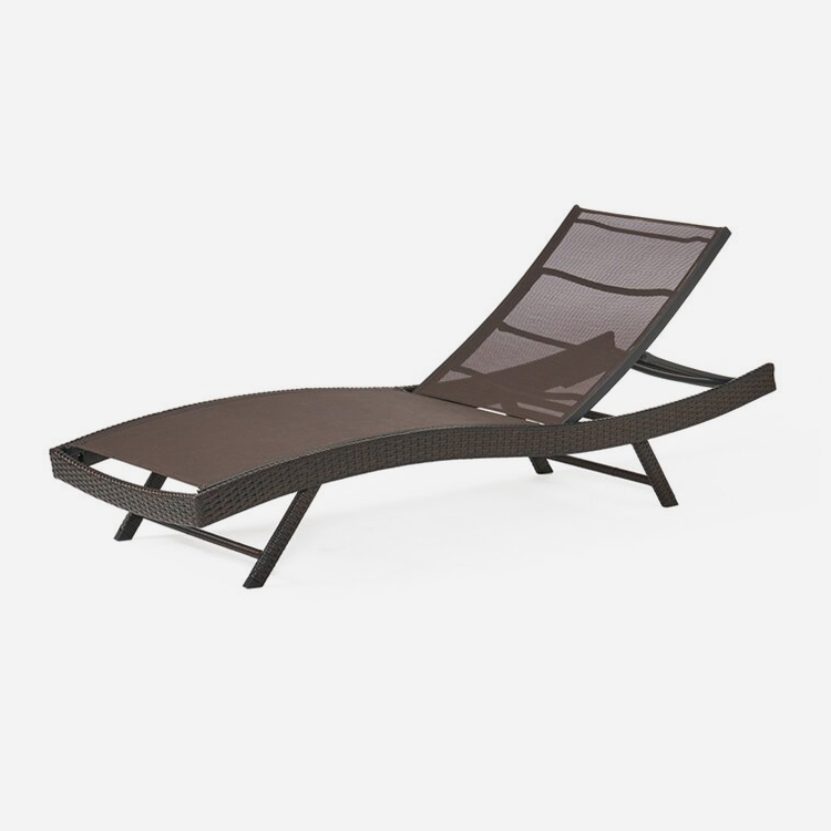 Veranda ayarlanabilir rattan şezlong